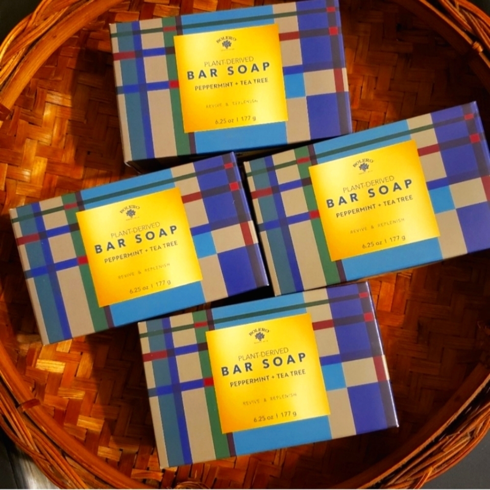 2 Bolero Peppermint & Tea Tree Bar Soap Luxury Large Plant Based Sensitve